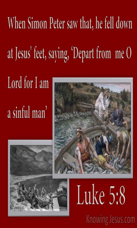 Luke 5:8 Depart From Me I Am A Sinful Man (red)